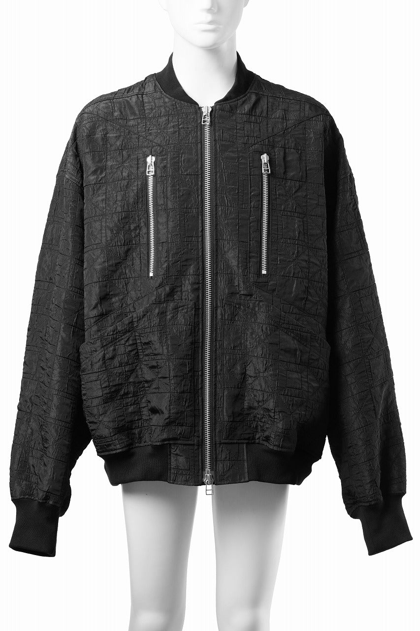 A.F ARTEFACT JUMBO MA-1 BLOUSON / DECORATIVE LATTICE PATTERN (BLACK)