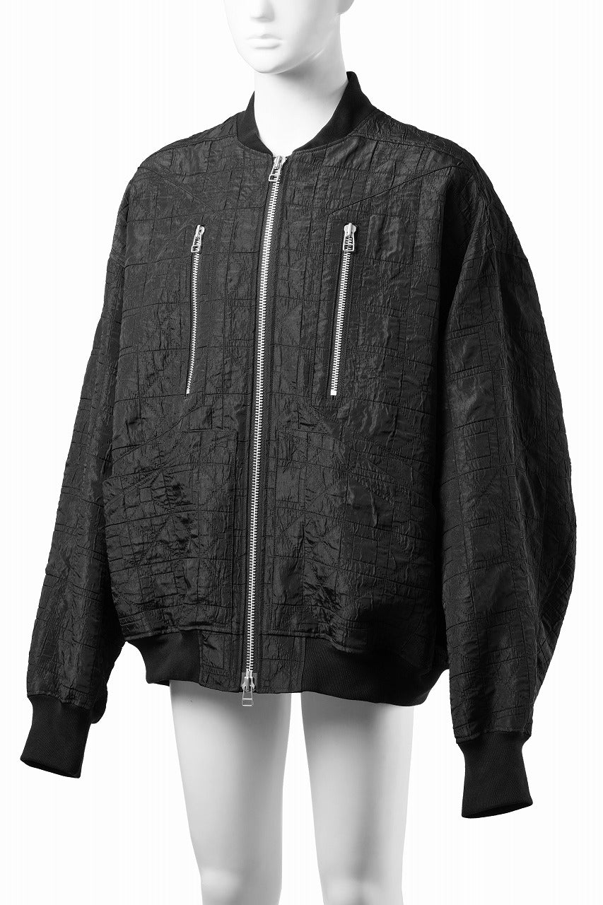 A.F ARTEFACT JUMBO MA-1 BLOUSON / DECORATIVE LATTICE PATTERN (BLACK) - Image 2