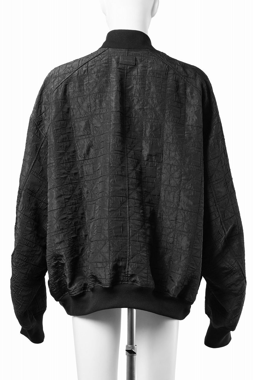 A.F ARTEFACT JUMBO MA-1 BLOUSON / DECORATIVE LATTICE PATTERN (BLACK) - Image 3