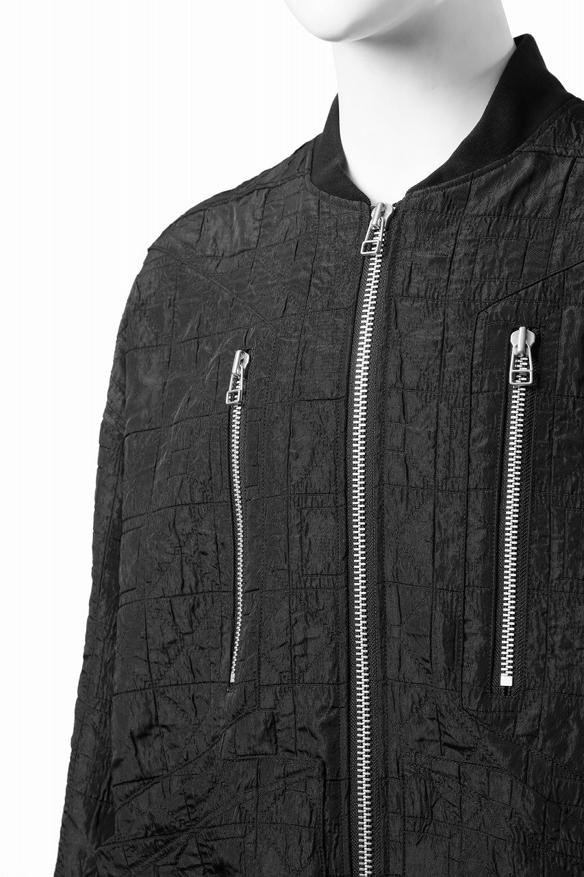 A.F ARTEFACT JUMBO MA-1 BLOUSON / DECORATIVE LATTICE PATTERN (BLACK) - Image 6