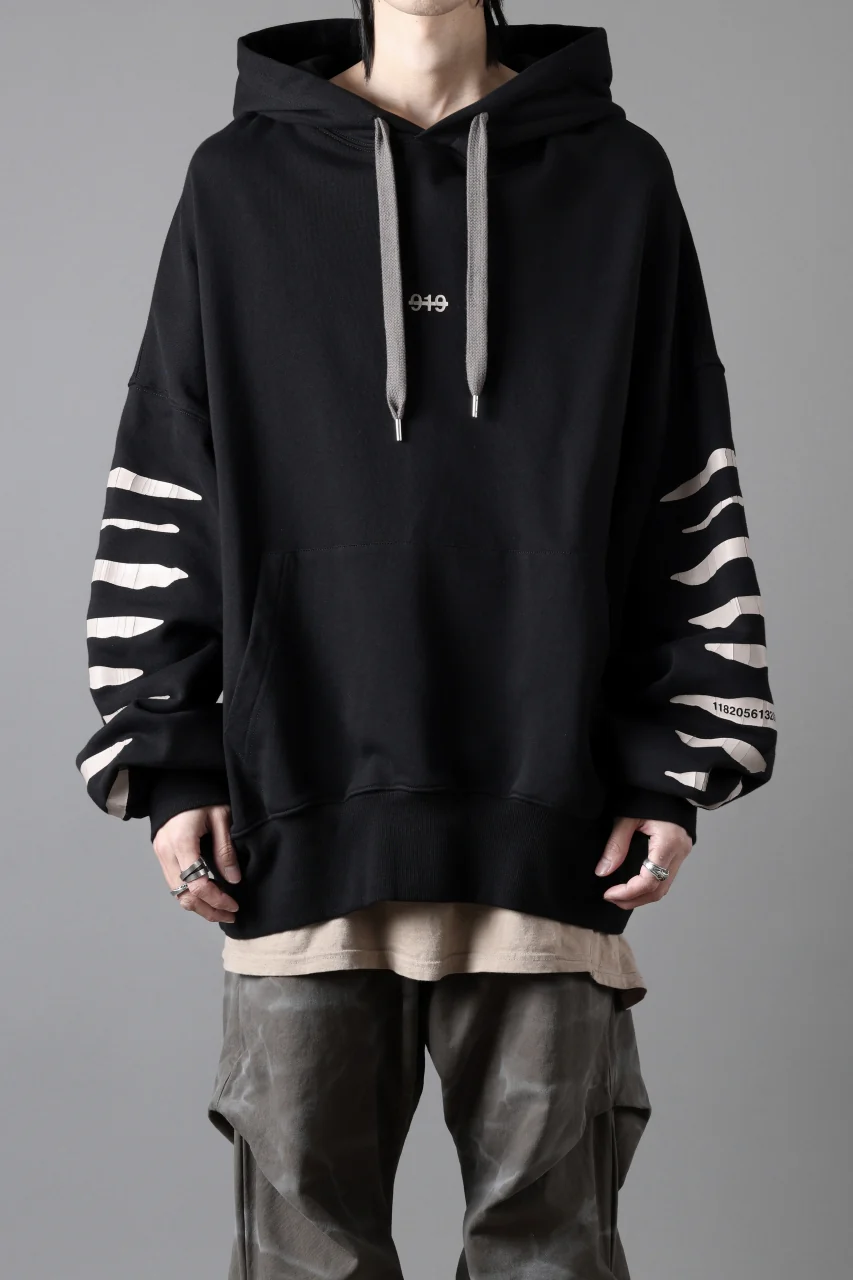 A.F ARTEFACT JUMBO SWEAT HOODIE / PRINT TYPE-B (BLACK) - Image 4
