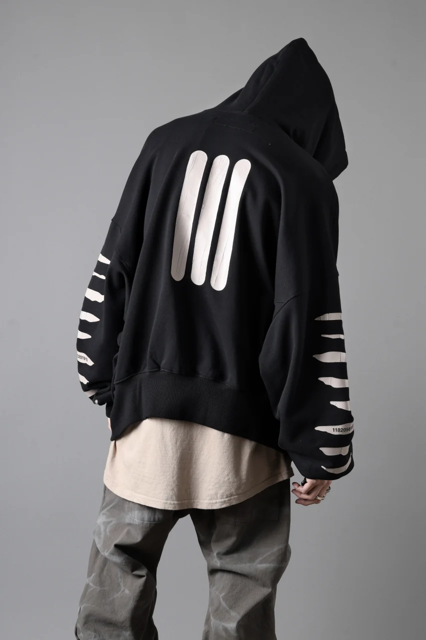 A.F ARTEFACT JUMBO SWEAT HOODIE / PRINT TYPE-B (BLACK) - Image 7