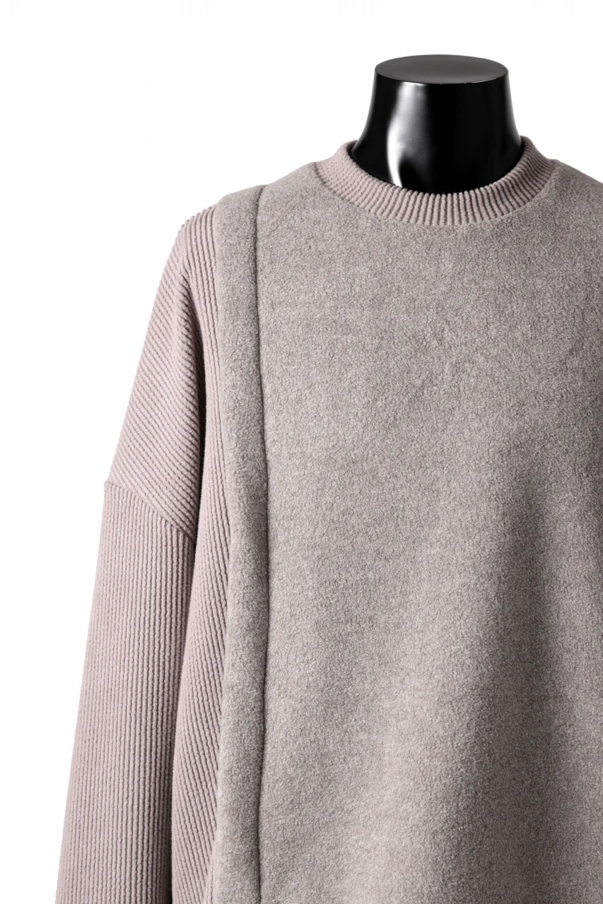 A.F ARTEFACT KNIT CORDUROY COMBI FLEECE TOP (L.BEIGE) - Image 9