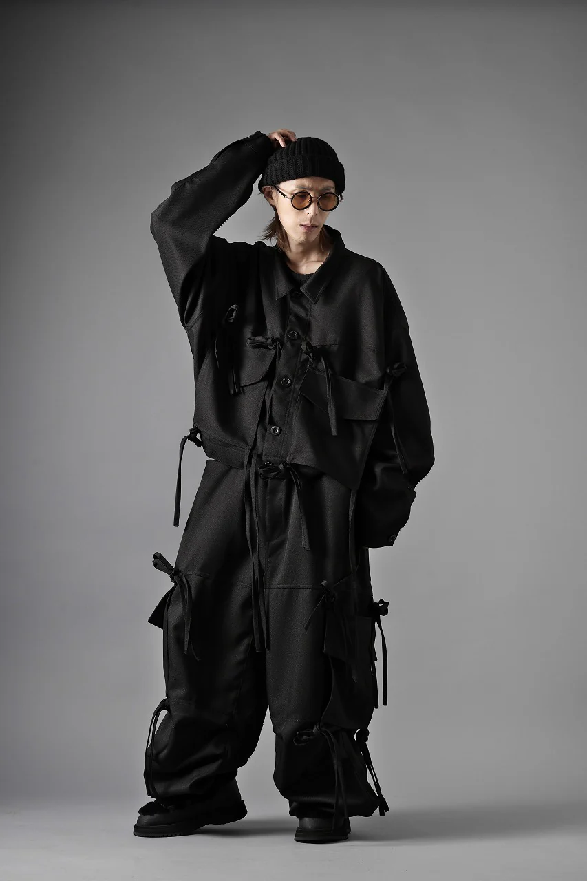 A.F ARTEFACT KNOTTING DETAIL TWILL VOLUME PANTS (BLACK) - Image 17