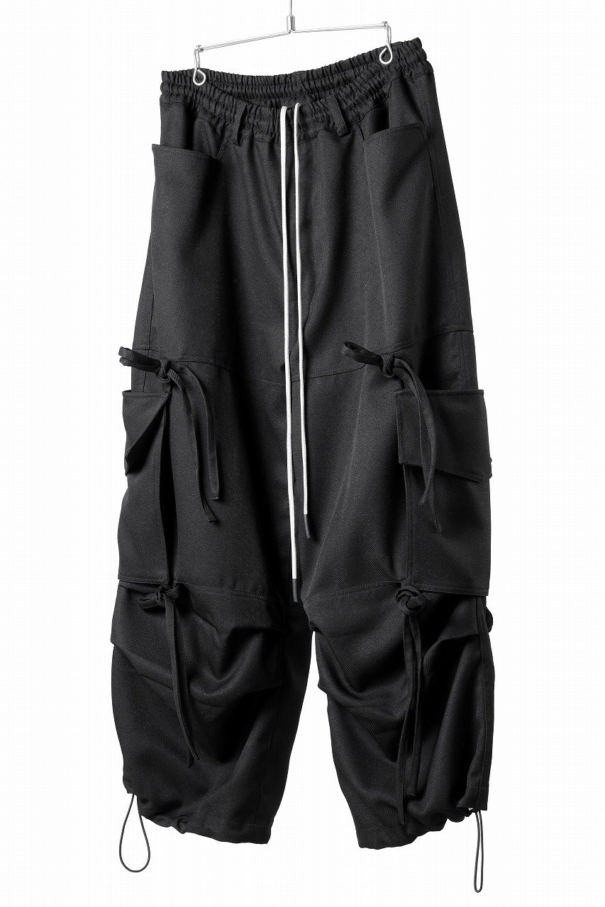 A.F ARTEFACT KNOTTING DETAIL TWILL VOLUME PANTS (BLACK) - Image 2