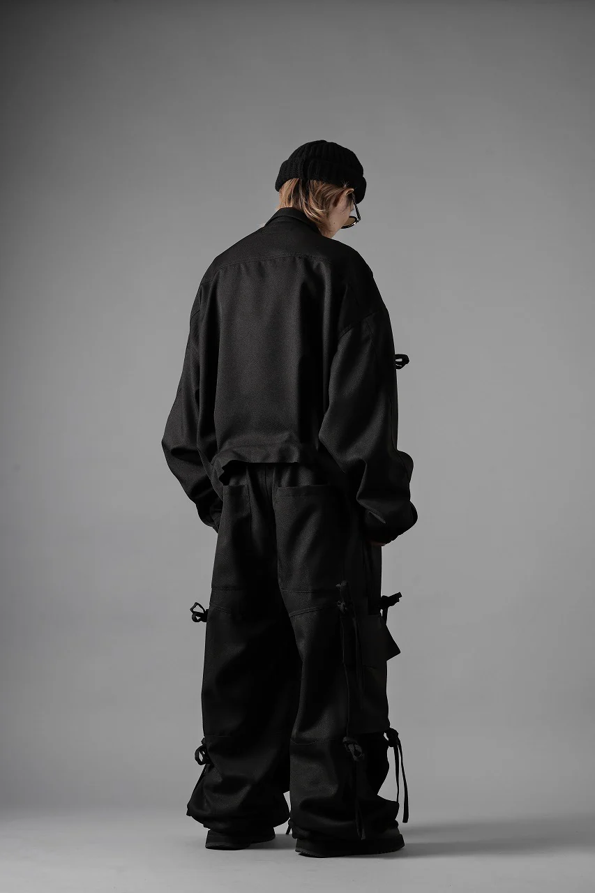A.F ARTEFACT KNOTTING DETAIL TWILL VOLUME PANTS (BLACK) - Image 20