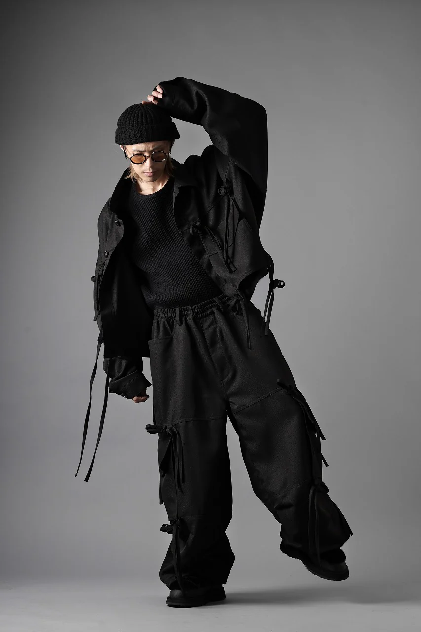A.F ARTEFACT KNOTTING DETAIL TWILL VOLUME PANTS (BLACK) - Image 21