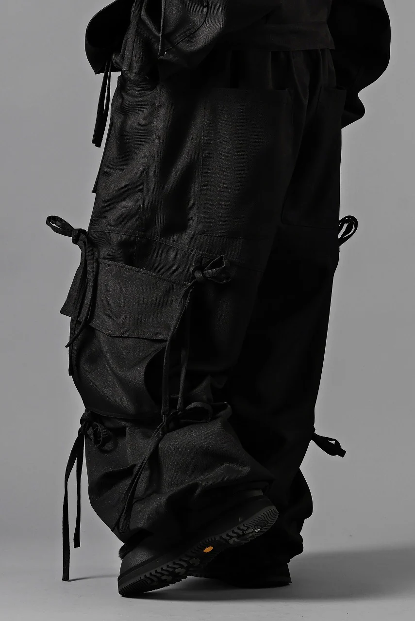 A.F ARTEFACT KNOTTING DETAIL TWILL VOLUME PANTS (BLACK) - Image 22
