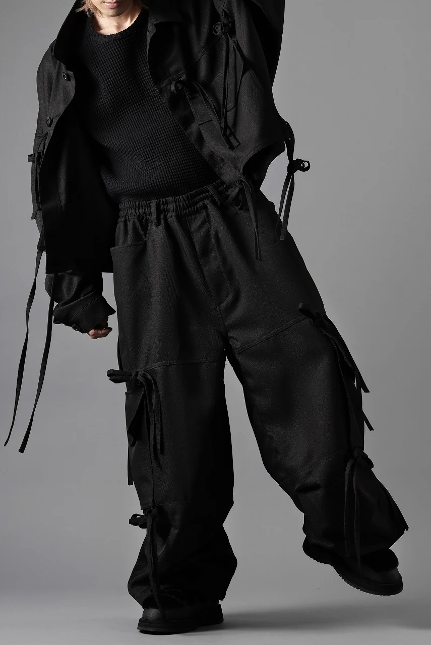 A.F ARTEFACT KNOTTING DETAIL TWILL VOLUME PANTS (BLACK) - Image 23