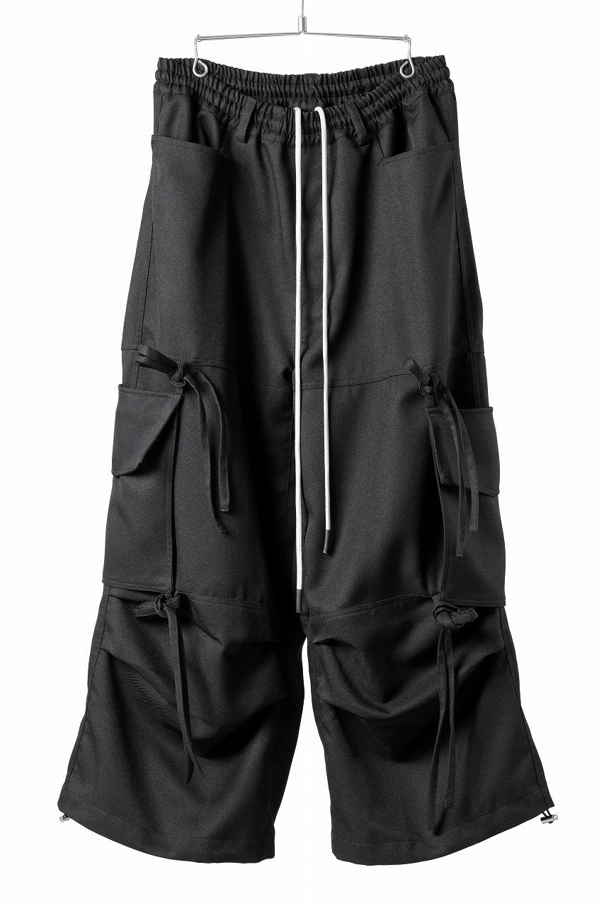 A.F ARTEFACT KNOTTING DETAIL TWILL VOLUME PANTS (BLACK) - Image 3