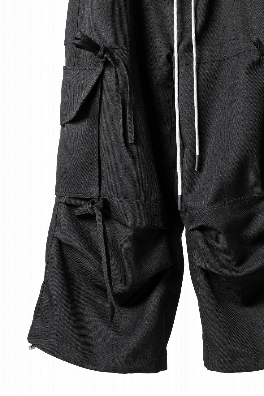A.F ARTEFACT KNOTTING DETAIL TWILL VOLUME PANTS (BLACK) - Image 6
