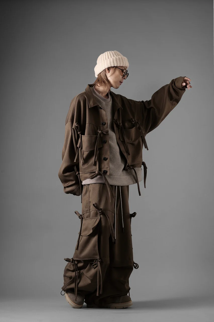 A.F ARTEFACT KNOTTING DETAIL TWILL VOLUME PANTS (BROWN) - Image 16