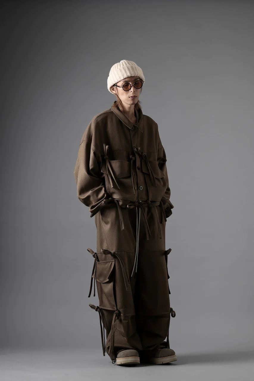 A.F ARTEFACT KNOTTING DETAIL TWILL VOLUME PANTS (BROWN) - Image 19