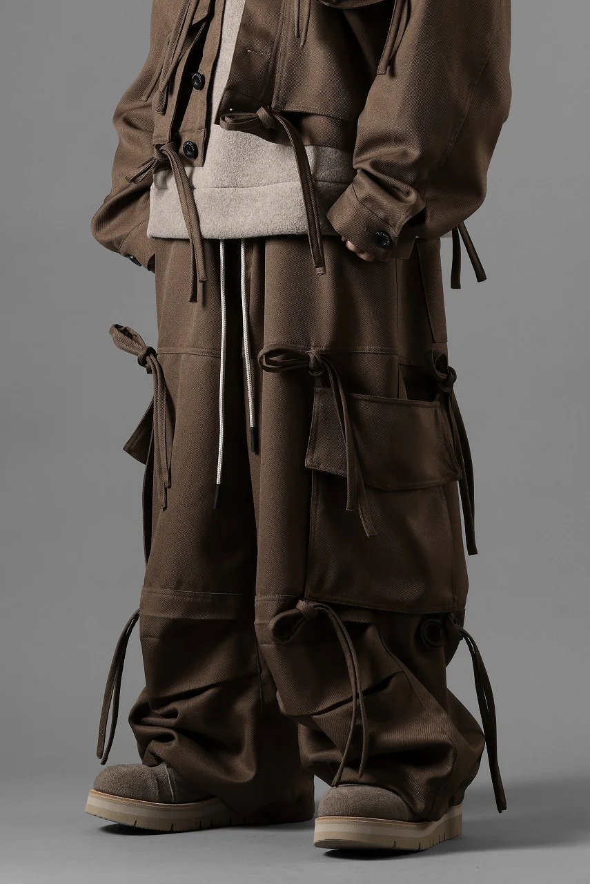 A.F ARTEFACT KNOTTING DETAIL TWILL VOLUME PANTS (BROWN) - Image 21