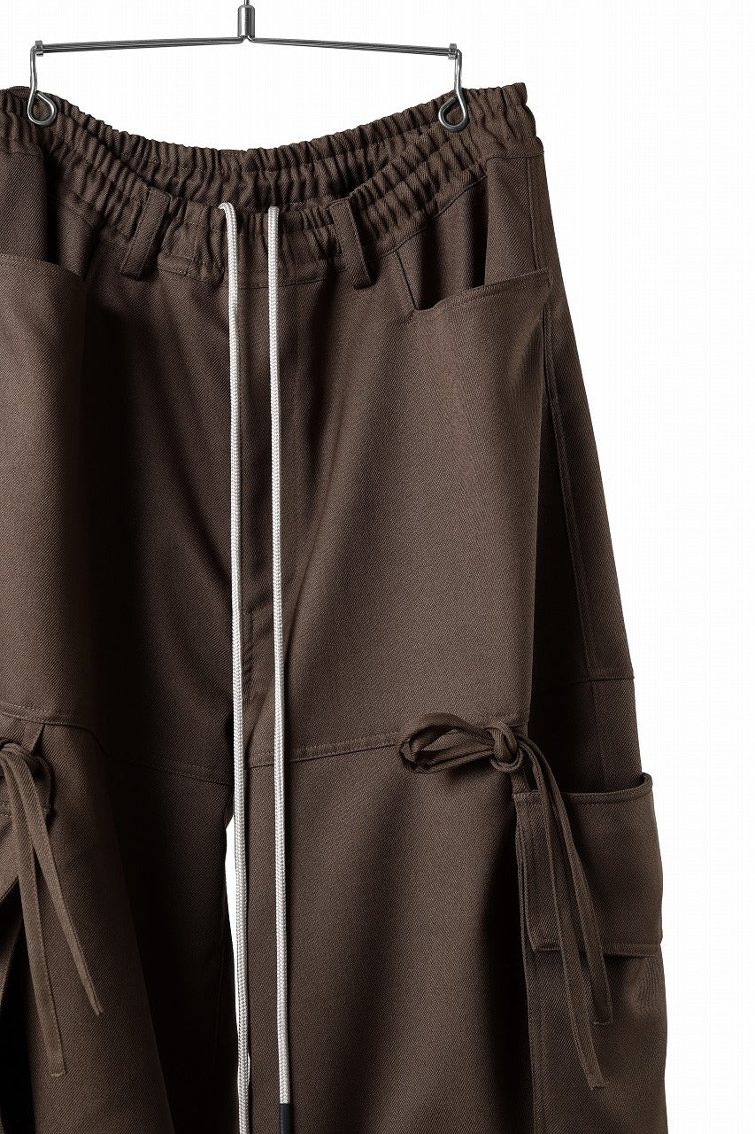A.F ARTEFACT KNOTTING DETAIL TWILL VOLUME PANTS (BROWN) - Image 5