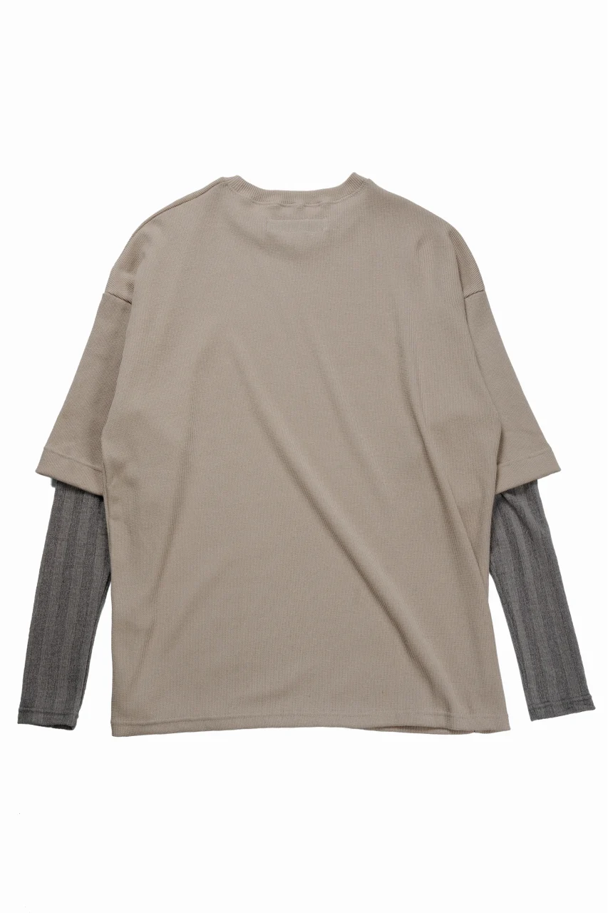A.F ARTEFACT LAYERED CREW NECK TOP / WAFFLE KNIT JERSEY (BEIGE) - Image 2