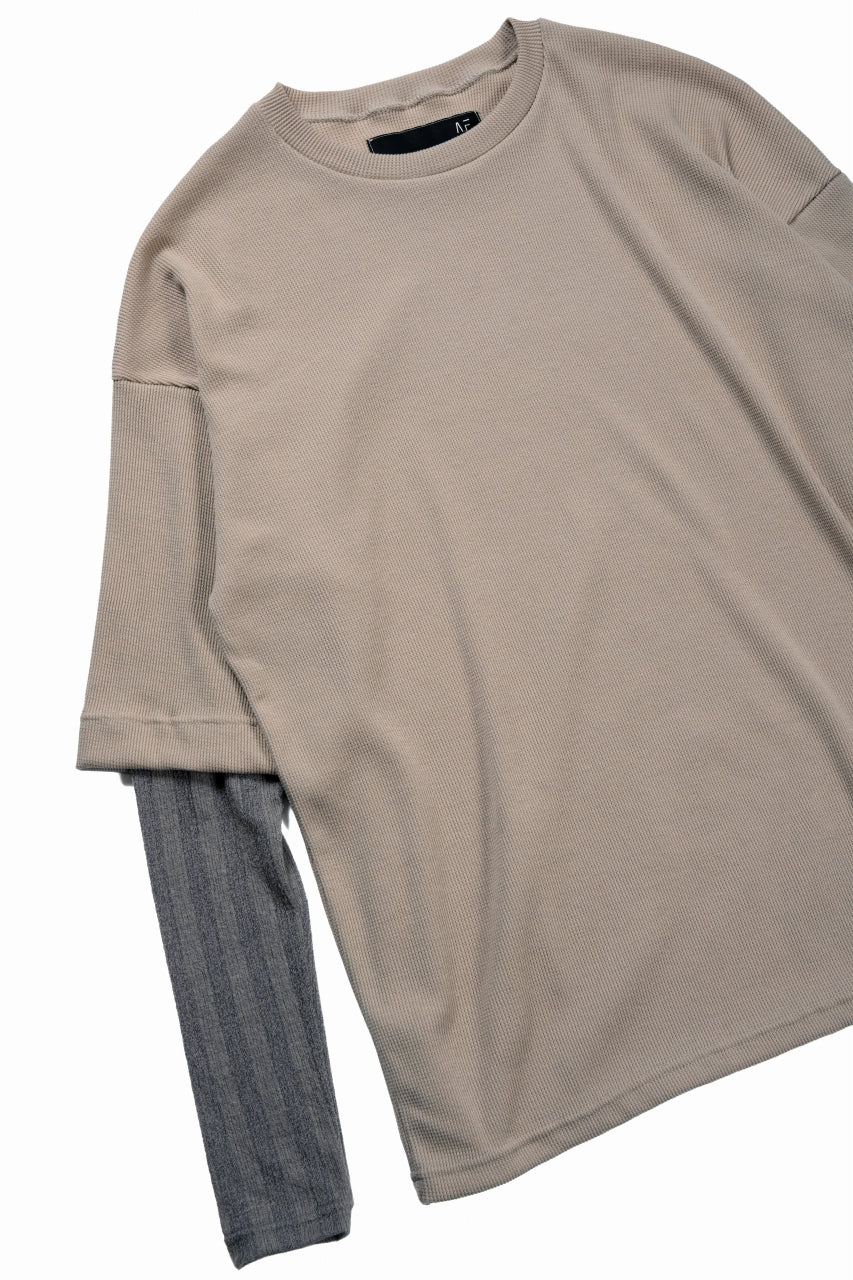 A.F ARTEFACT LAYERED CREW NECK TOP / WAFFLE KNIT JERSEY (BEIGE) - Image 5