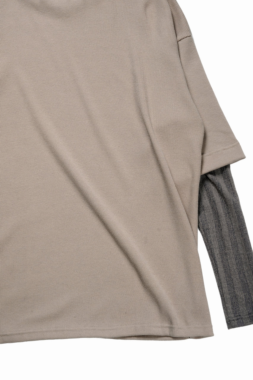 A.F ARTEFACT LAYERED CREW NECK TOP / WAFFLE KNIT JERSEY (BEIGE) - Image 6