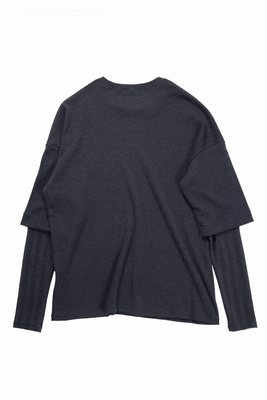 A.F ARTEFACT LAYERED CREW NECK TOP / WAFFLE KNIT JERSEY (DARK GREY) - Image 2
