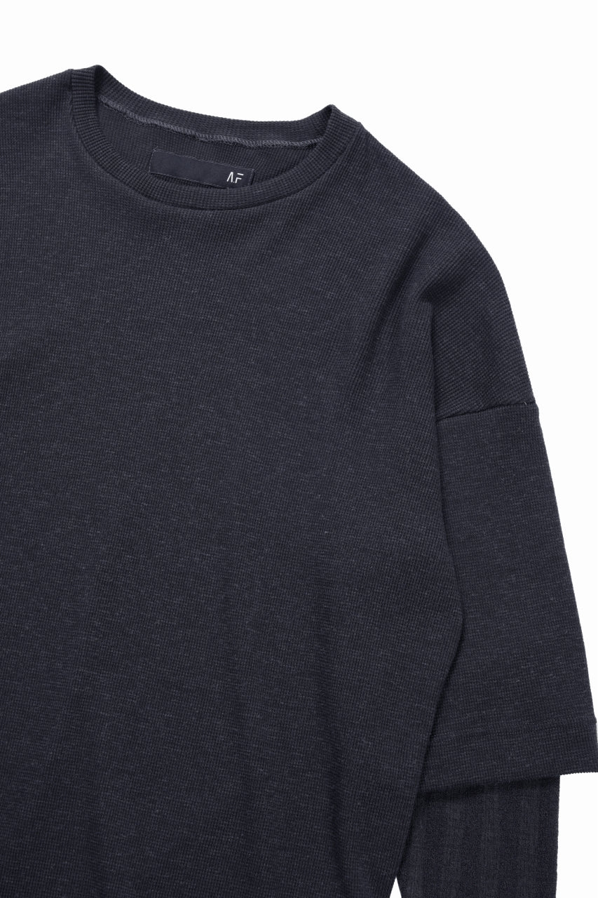 A.F ARTEFACT LAYERED CREW NECK TOP / WAFFLE KNIT JERSEY (DARK GREY) - Image 4