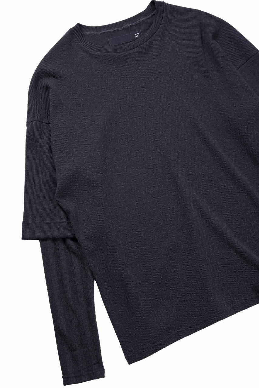 A.F ARTEFACT LAYERED CREW NECK TOP / WAFFLE KNIT JERSEY (DARK GREY) - Image 5