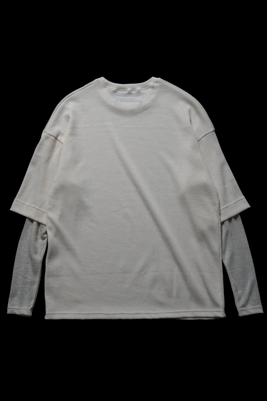 A.F ARTEFACT LAYERED CREW NECK TOP / WAFFLE KNIT JERSEY (IVORY) - Image 2