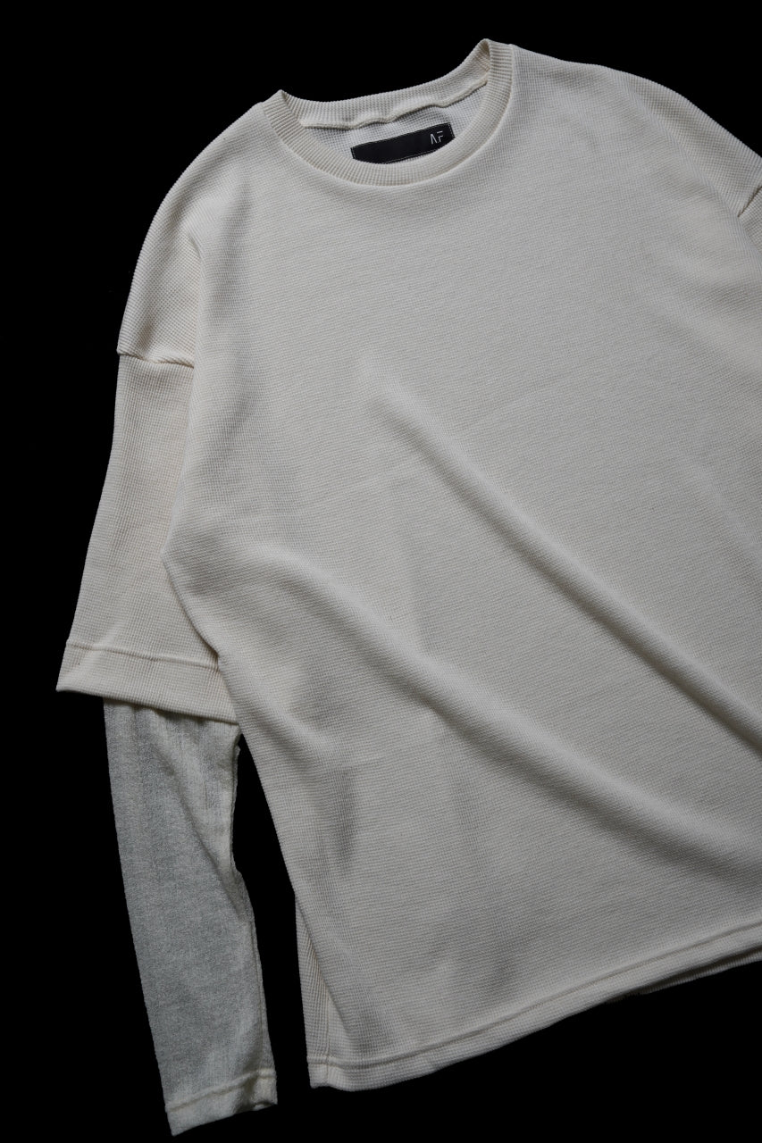 A.F ARTEFACT LAYERED CREW NECK TOP / WAFFLE KNIT JERSEY (IVORY) - Image 6
