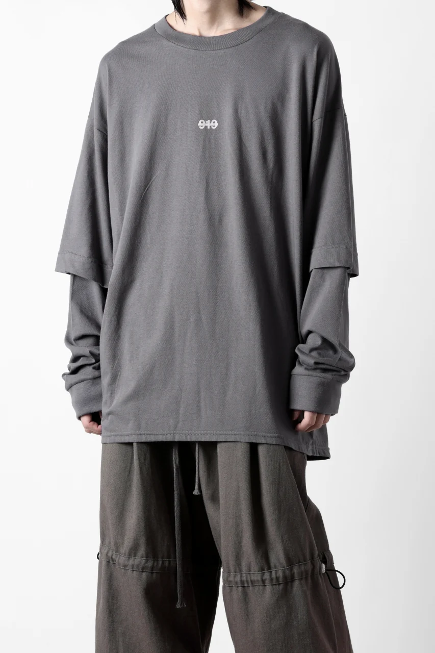 A.F ARTEFACT LAYERED LONG SLEEVE TOPS / PRINT TYPE-A (GREY) - Image 3