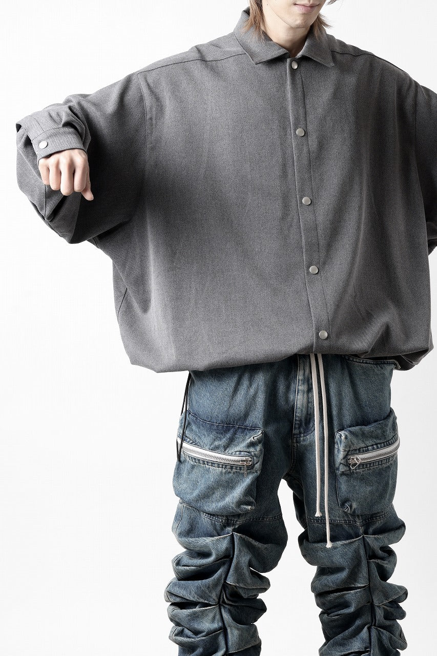 A.F ARTEFACT LAYERED SLEEVE OVER SIZE SHIRTS / SERGE TWILL (L.GREY) - Image 10