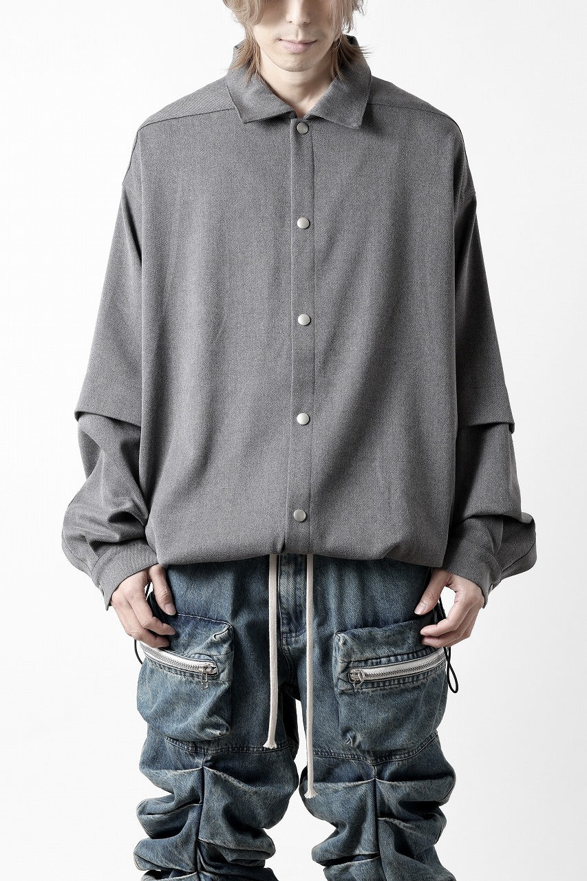 A.F ARTEFACT LAYERED SLEEVE OVER SIZE SHIRTS / SERGE TWILL (L.GREY) - Image 2