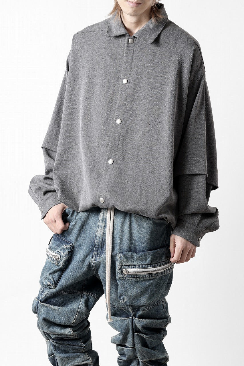 A.F ARTEFACT LAYERED SLEEVE OVER SIZE SHIRTS / SERGE TWILL (L.GREY) - Image 4