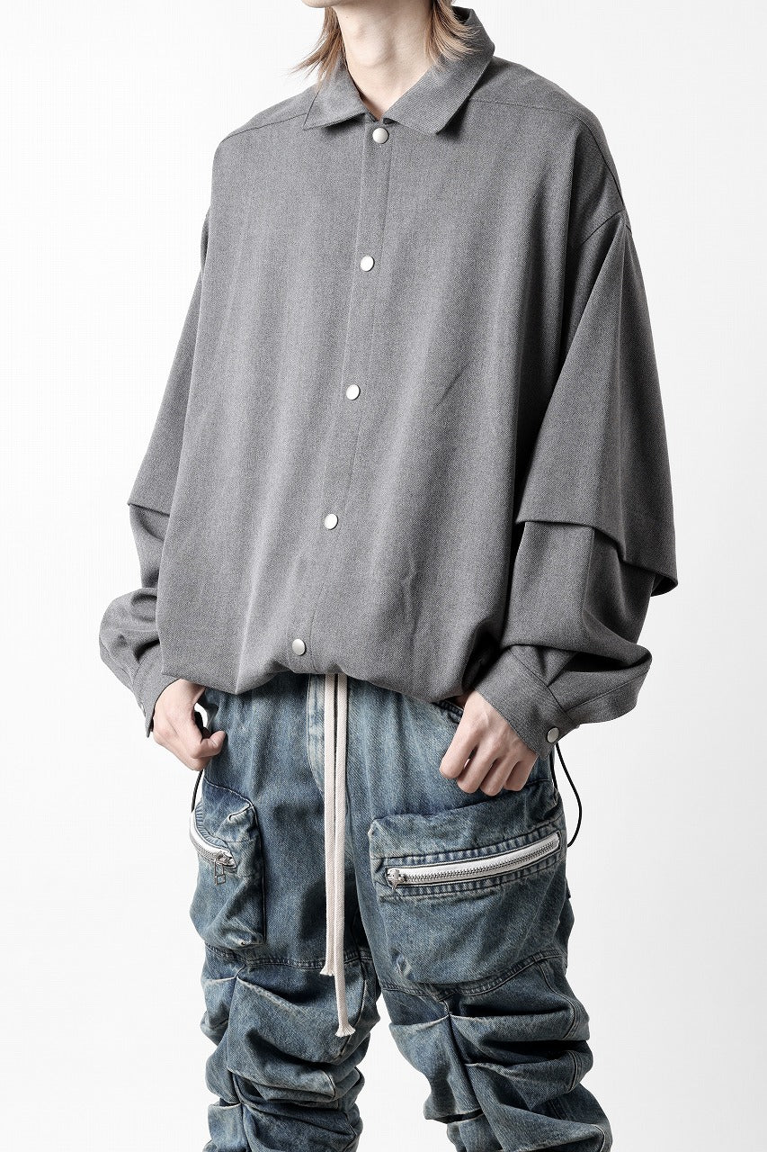 A.F ARTEFACT LAYERED SLEEVE OVER SIZE SHIRTS / SERGE TWILL (L.GREY) - Image 6