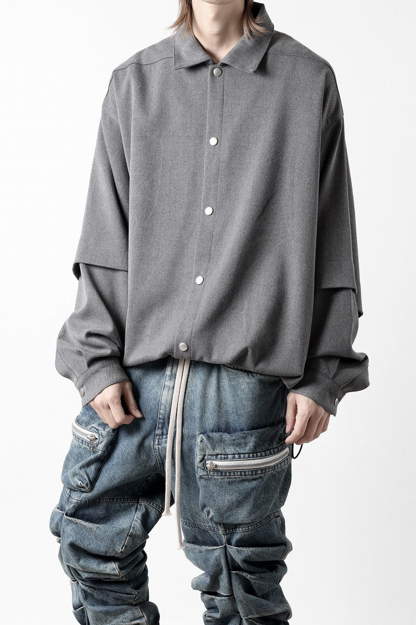 A.F ARTEFACT LAYERED SLEEVE OVER SIZE SHIRTS / SERGE TWILL (L.GREY) - Image 9
