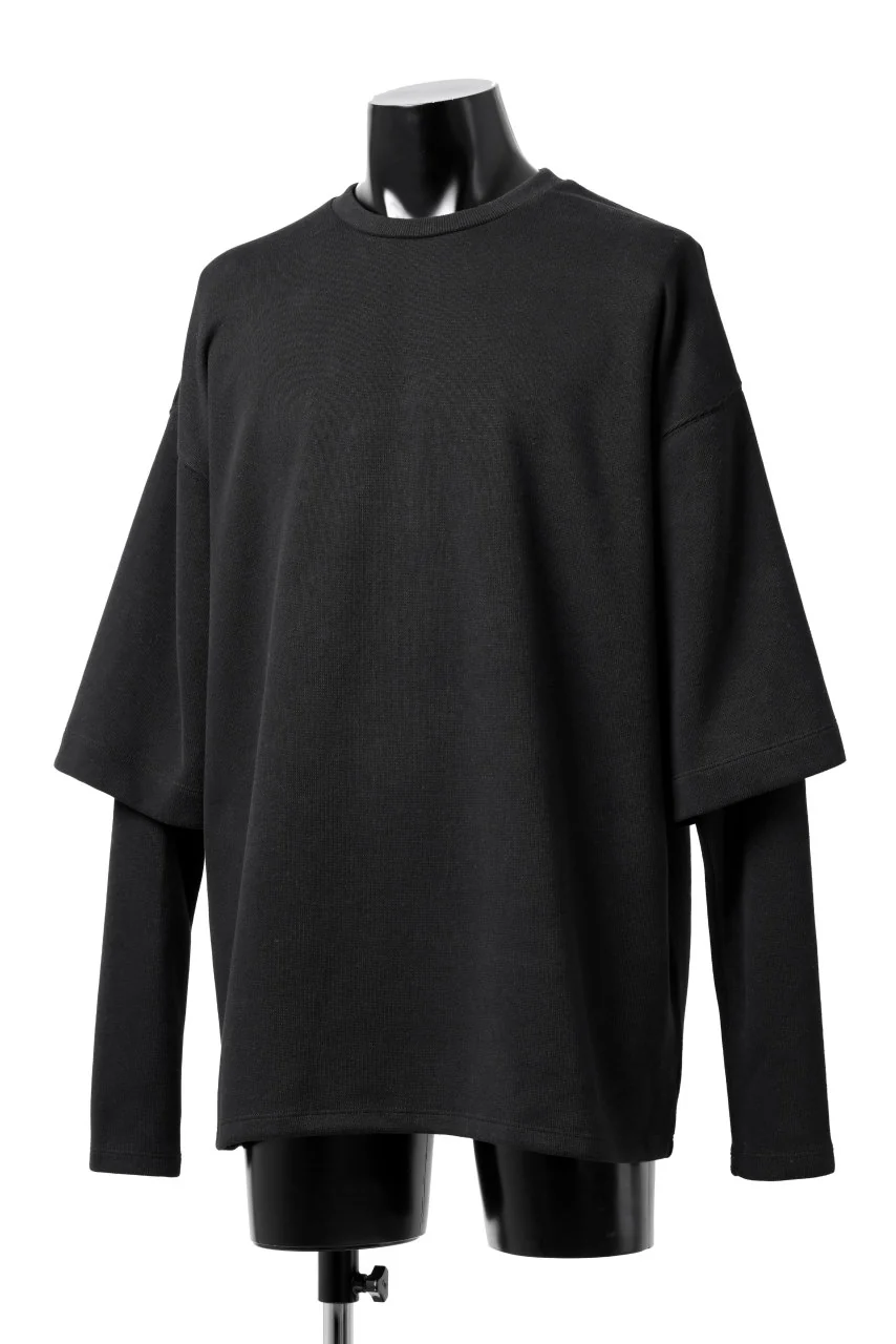 A.F ARTEFACT LAYERED SLEEVE TOP / COPE KNIT JERSEY (BLACK) - Image 2