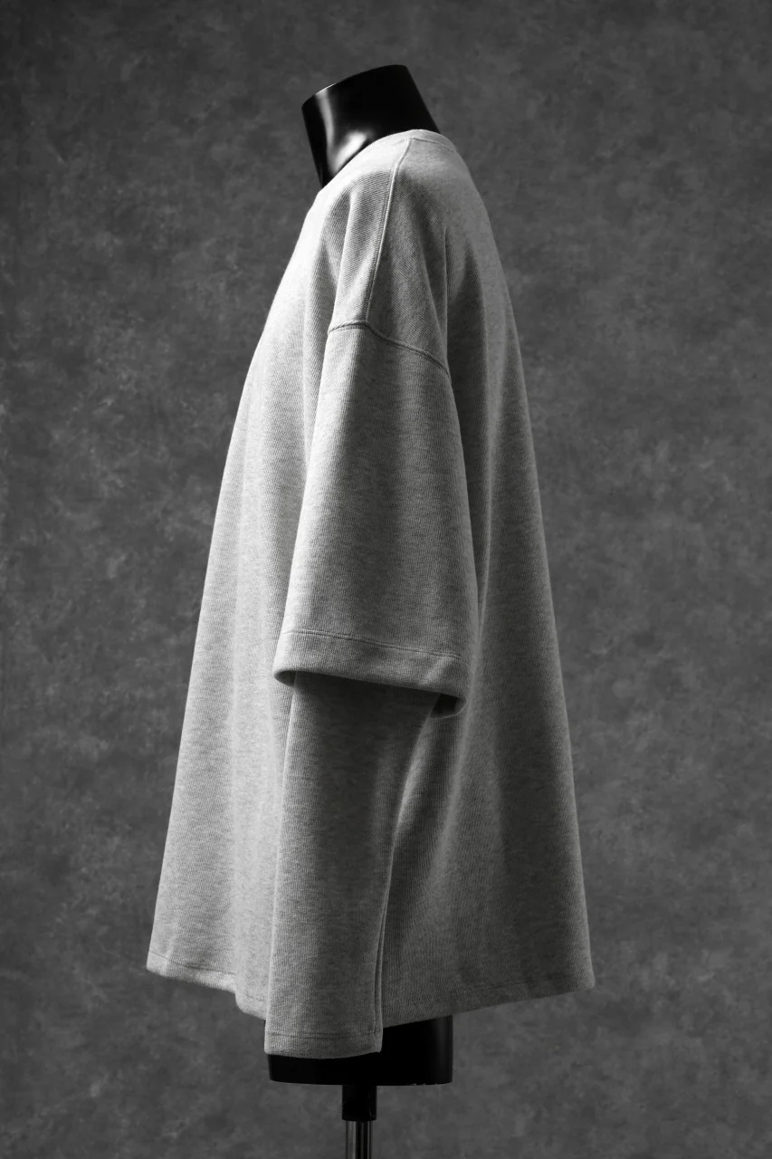 A.F ARTEFACT LAYERED SLEEVE TOP / COPE KNIT JERSEY (LIGHT GREY) - Image 3