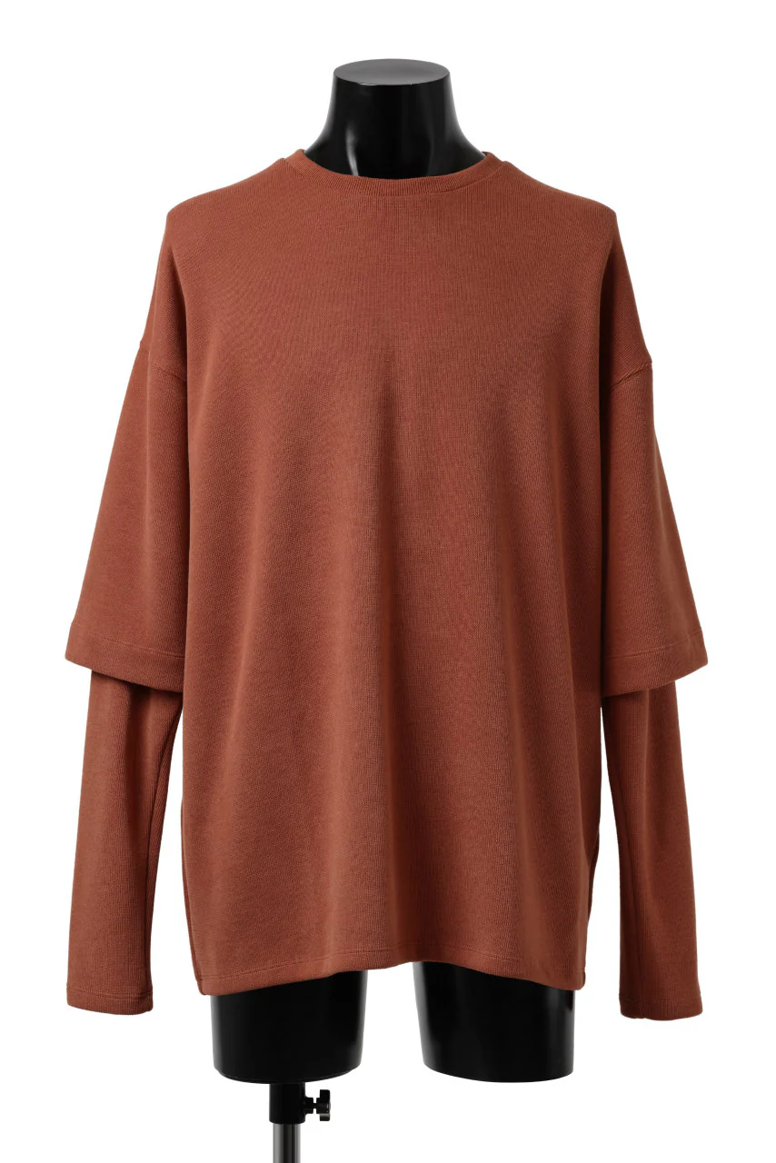 A.F ARTEFACT LAYERED SLEEVE TOP / COPE KNIT JERSEY (ORANGE)