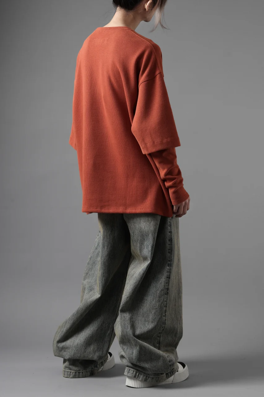 A.F ARTEFACT LAYERED SLEEVE TOP / COPE KNIT JERSEY (ORANGE) - Image 15