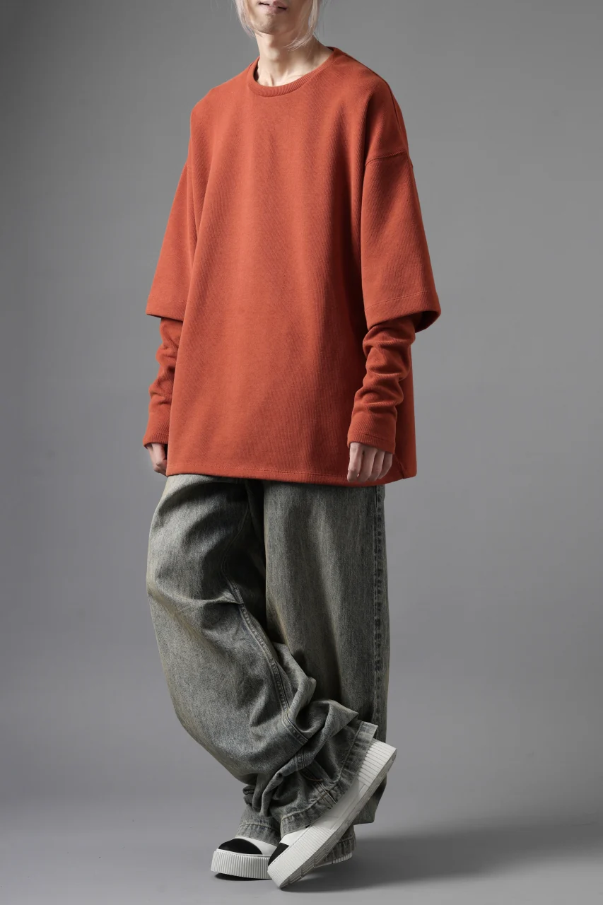 A.F ARTEFACT LAYERED SLEEVE TOP / COPE KNIT JERSEY (ORANGE) - Image 19