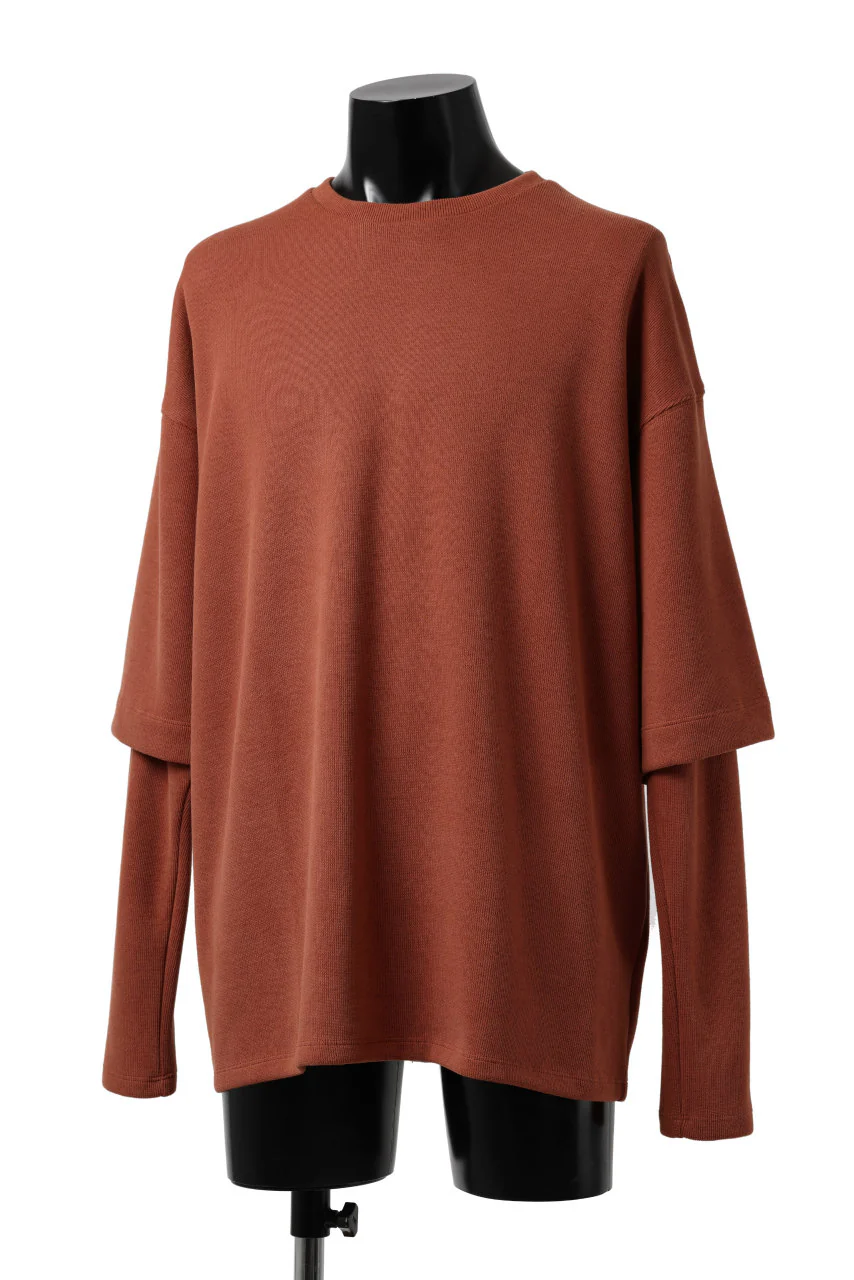 A.F ARTEFACT LAYERED SLEEVE TOP / COPE KNIT JERSEY (ORANGE) - Image 2