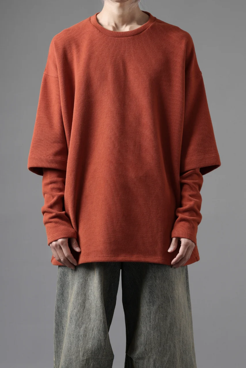 A.F ARTEFACT LAYERED SLEEVE TOP / COPE KNIT JERSEY (ORANGE) - Image 5