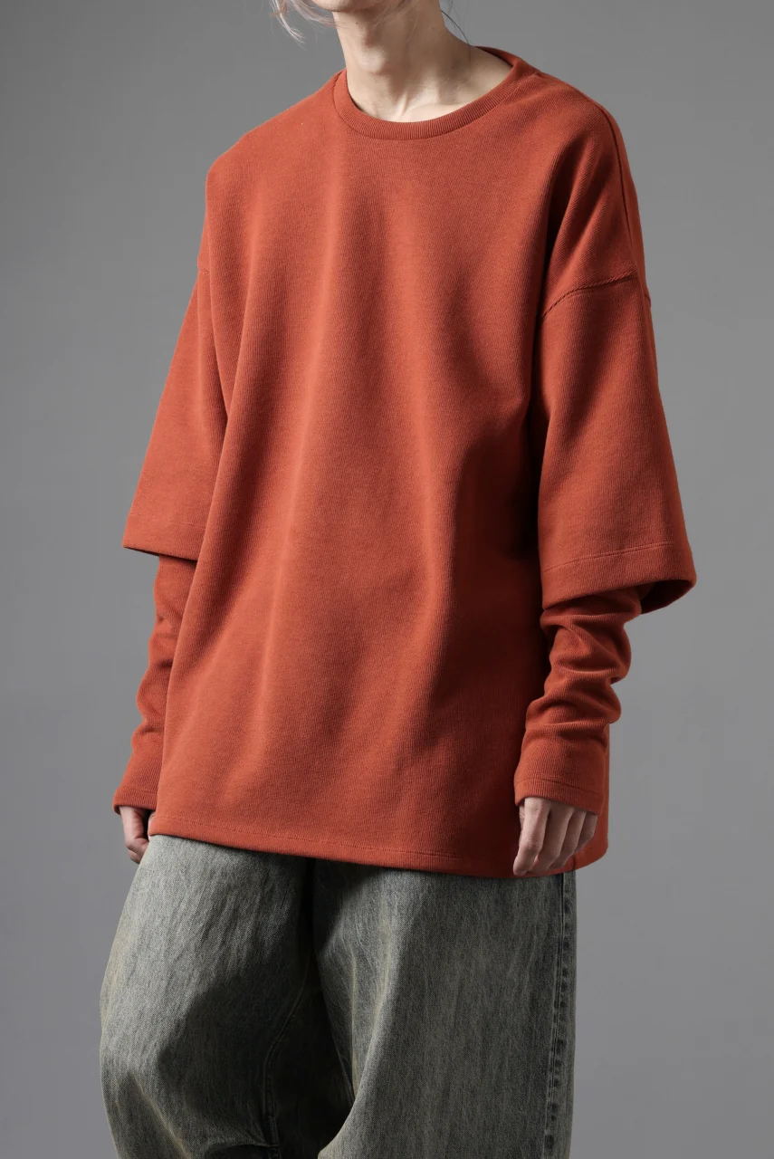 A.F ARTEFACT LAYERED SLEEVE TOP / COPE KNIT JERSEY (ORANGE) - Image 6