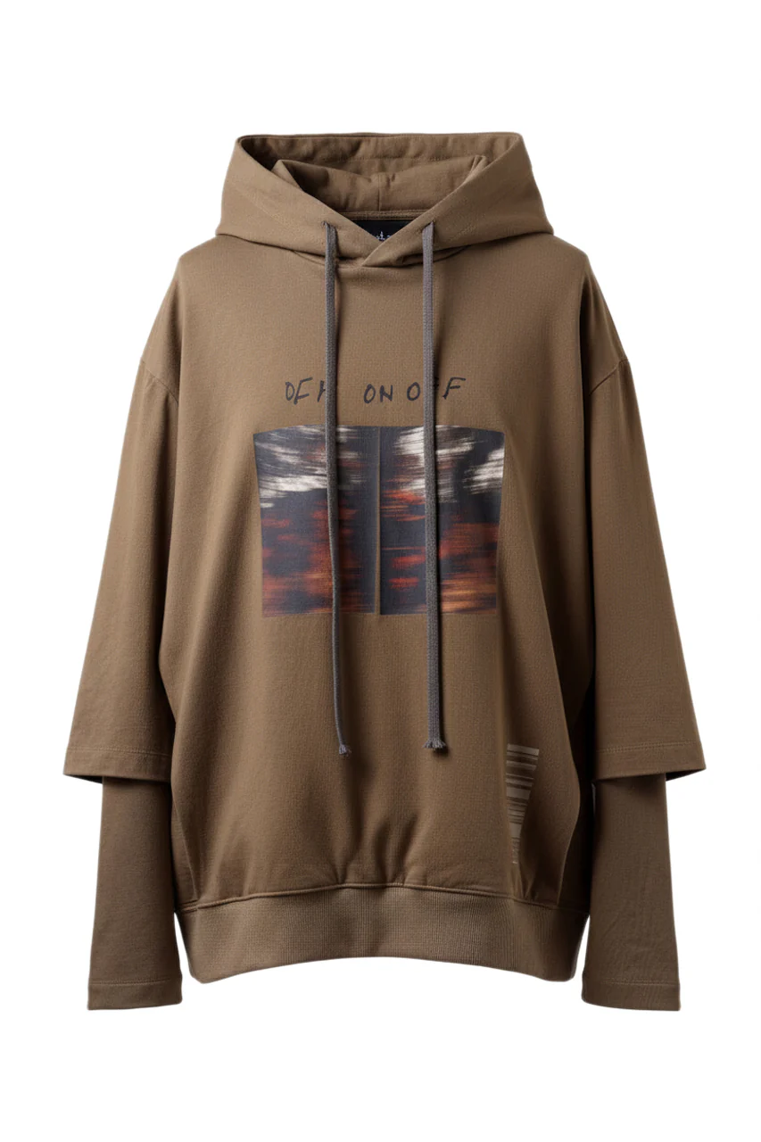 A.F ARTEFACT LAYERED TEE HOODIE (BROWN)