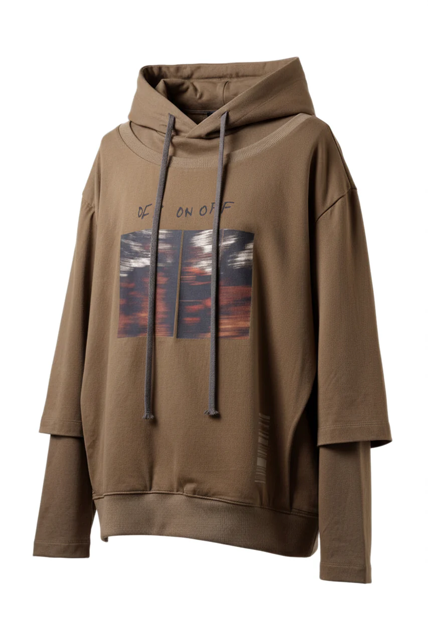 A.F ARTEFACT LAYERED TEE HOODIE (BROWN) - Image 2