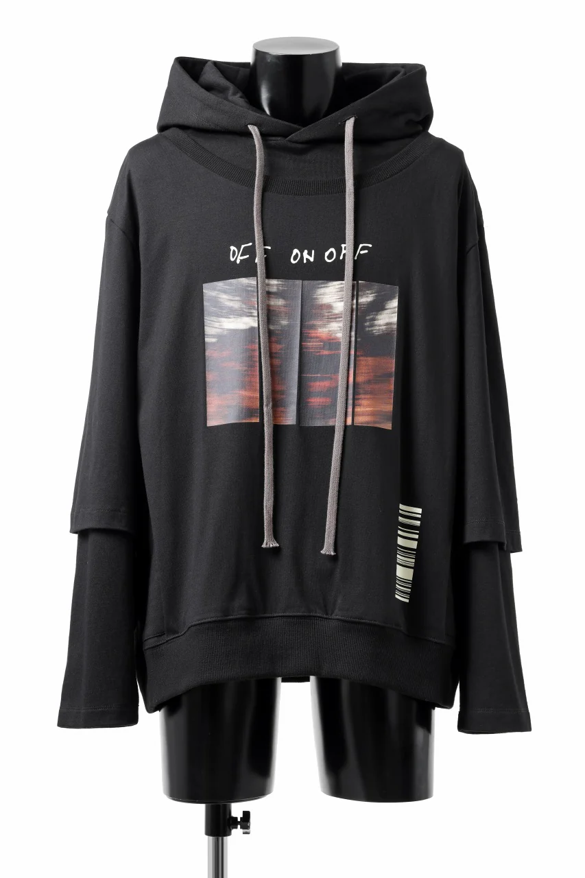 A.F ARTEFACT LAYERED TEE HOODIE / TYPE-A PRINT (BLACK)