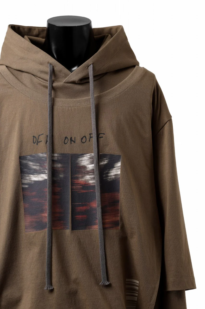A.F ARTEFACT LAYERED TEE HOODIE / TYPE-A PRINT (BROWN) - Image 5