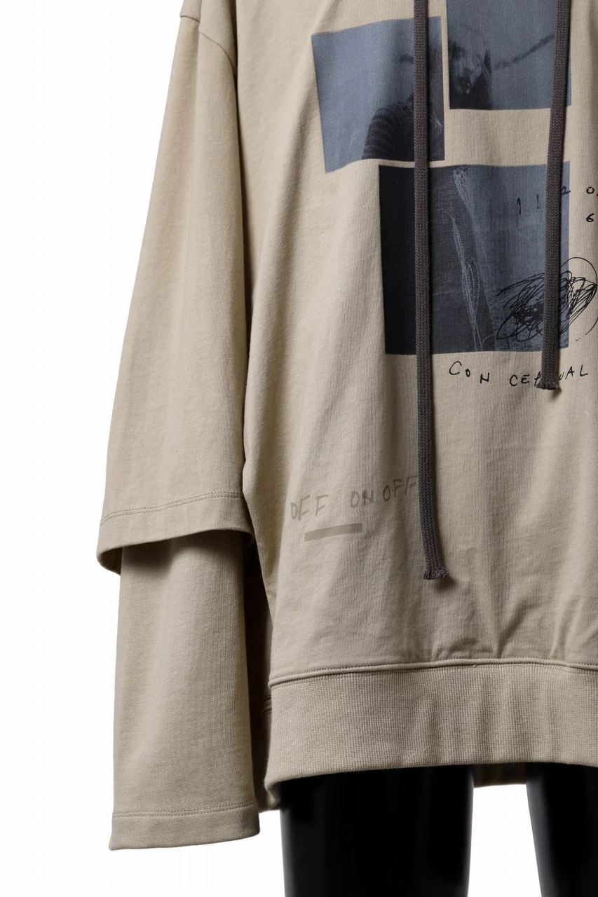 A.F ARTEFACT LAYERED TEE HOODIE / TYPE-B PRINT (BEIGE) - Image 6