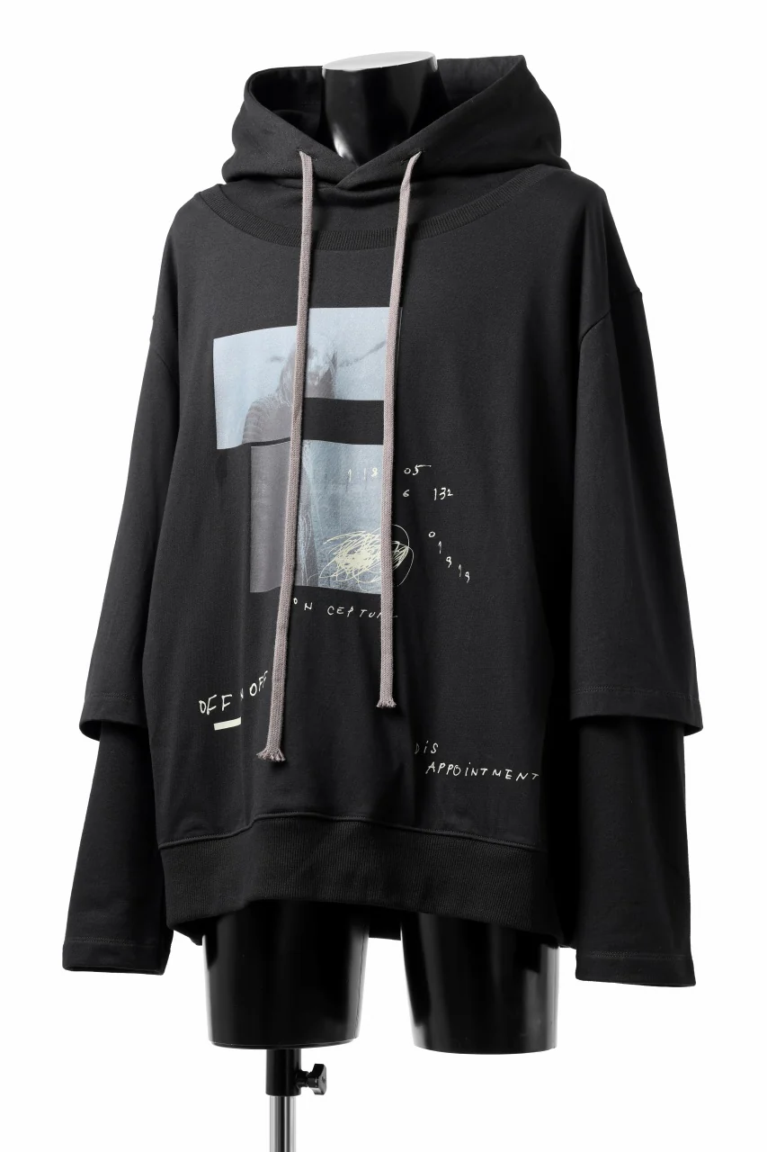A.F ARTEFACT LAYERED TEE HOODIE / TYPE-B PRINT (BLACK) - Image 2