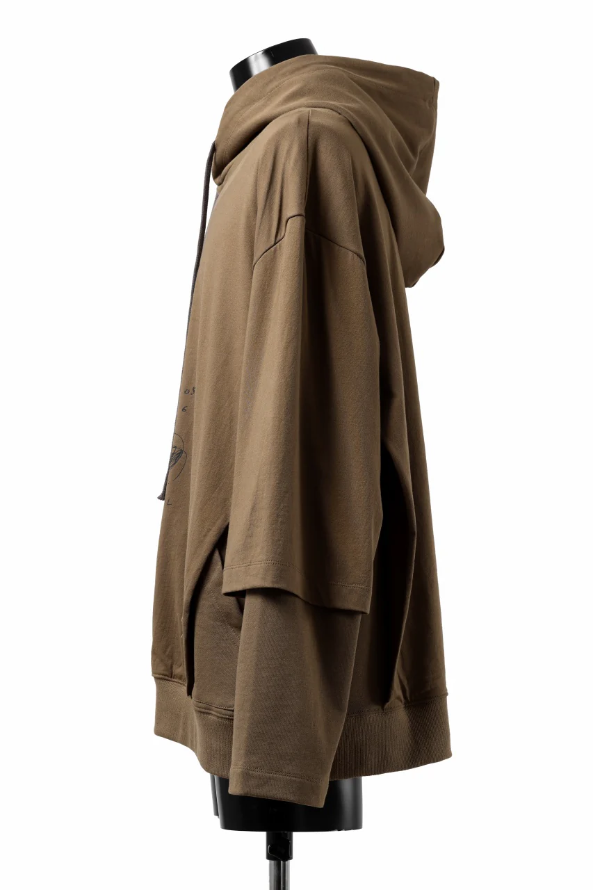 A.F ARTEFACT LAYERED TEE HOODIE / TYPE-B PRINT (BROWN) - Image 3
