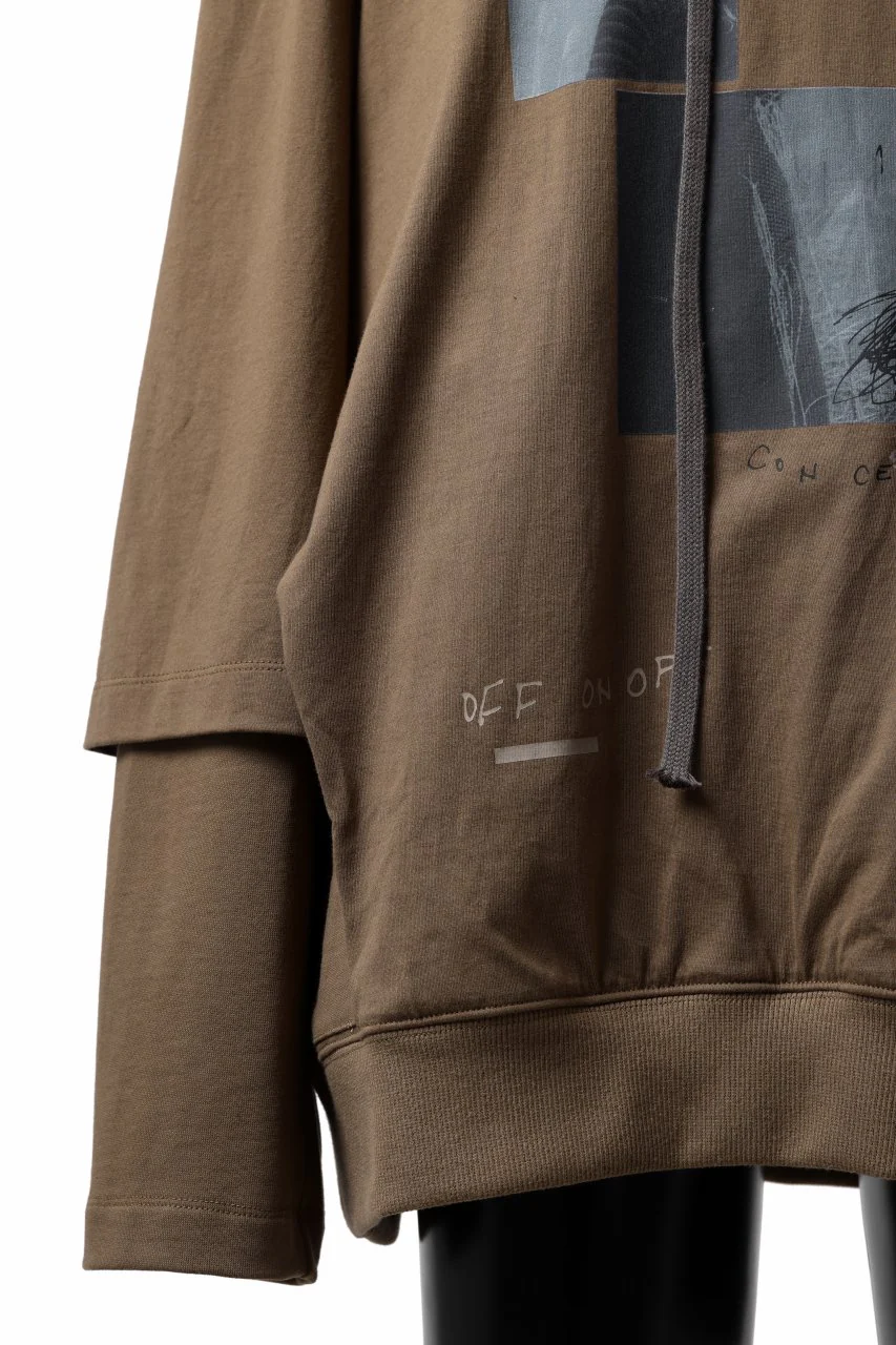 A.F ARTEFACT LAYERED TEE HOODIE / TYPE-B PRINT (BROWN) - Image 6