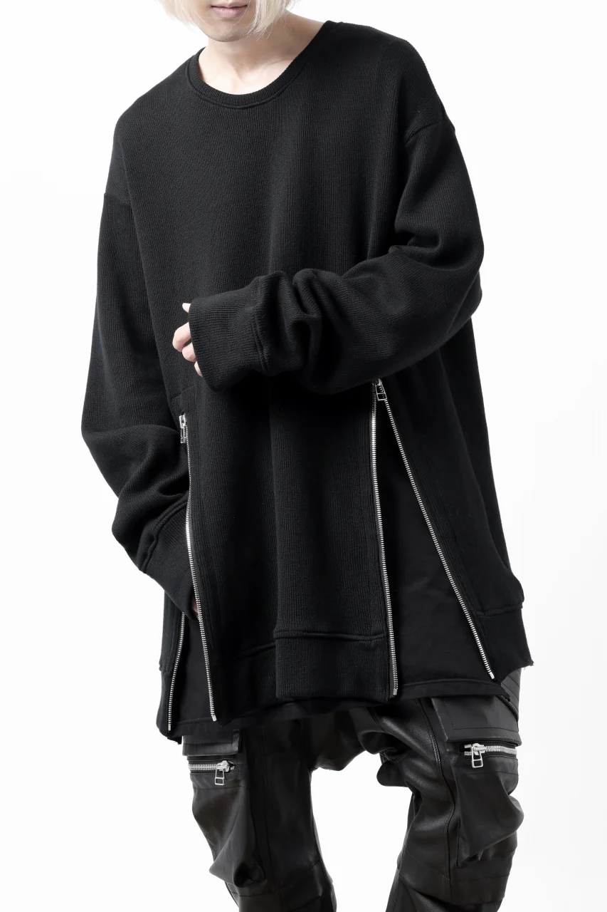 A.F ARTEFACT LAYERED ZIP PULLOVER / COTTON KNIT+JERSEY (BLACK) - Image 11